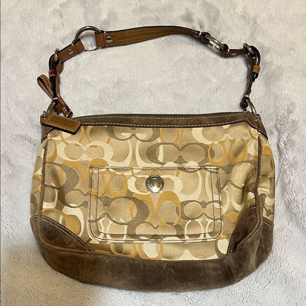 Coach Tan and Brown Shoulder Bag